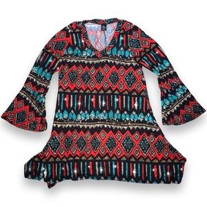 🪩4/$20!! Win Win Flare Bottom Bohemian Tunic Size S-M 🪩4/$20!!